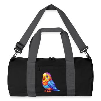 Budgerigar Colorful Kawaii Cartoon Character Bird - Recycled Duffel Bag - black/graphite grey - Front