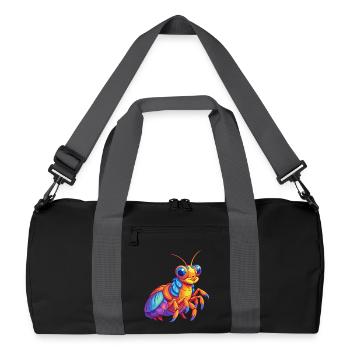 Pfau Mantis Garnelen Bunte Kawaii Karikatur - Recycelte Duffel Bag - Schwarz/Graphitgrau - Vorne