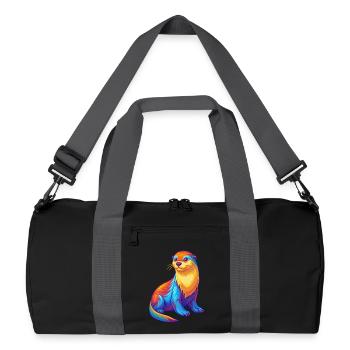 Loutre de mer Coloré Kawaii Dessin animé Animal marin - Sac de sport recyclé - noir/gris graphite - Devant