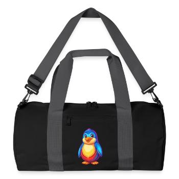 Penguin Colorful Kawaii Cartoon Sea Animal - Recycled Duffel Bag - black/graphite grey - Front