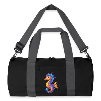 dragon de mer feuillu coloré kawaii dessin animé clipart - Sac de sport recyclé - noir/gris graphite - Devant