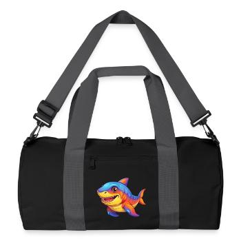 Cookiecutter Shark Colorful Kawaii Cartoon Clipart - Recycled Duffel Bag - black/graphite grey - Front