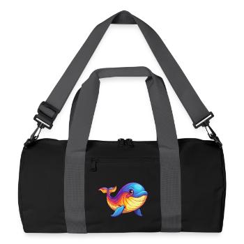 Blue Whale Colorful Kawaii Cartoon Sea Animal - Recycled Duffel Bag - black/graphite grey - Front