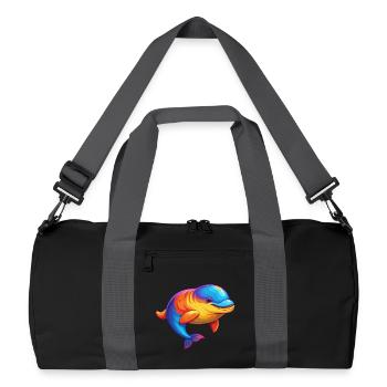 Beluga Whale Colorful Kawaii Cartoon Sea Animal - Recycled Duffel Bag - black/graphite grey - Front
