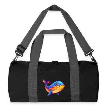 Blue Whale Colorful Kawaii Cartoon Sea Animal - Recycled Duffel Bag - black/graphite grey - Front