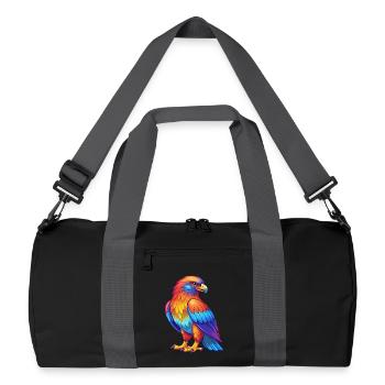 Hawk Colorful Kawaii Cartoon Character Bird - Recycled Duffel Bag - black/graphite grey - Front