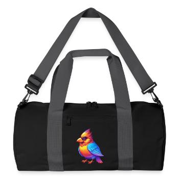 Kardinal Bunte Kawaii Cartoon Figur Vogel - Recycelte Duffel Bag - Schwarz/Graphitgrau - Vorne