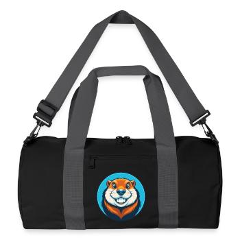 Gopher Cute Kawaii Cartoon Clipart Animal Pet Logo - Recycled Duffel Bag - black/graphite grey - Front