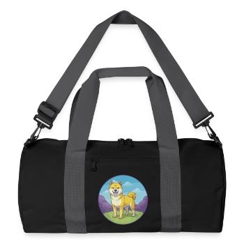 Akita Dog Cute Kawaii Cartoon Clipart Animal Pet - Recycled Duffel Bag - black/graphite grey - Front