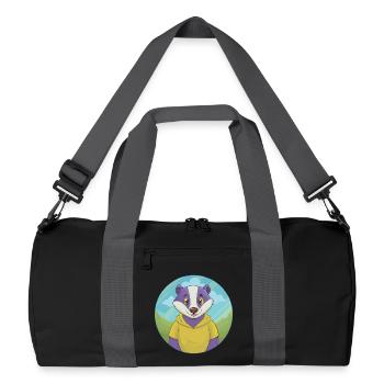 Dachs Niedlich Kawaii Cartoon Clipart Tier Haustier - Recycelte Duffel Bag - Schwarz/Graphitgrau - Vorne