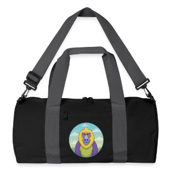 Baboon Cute Kawaii Cartoon Clipart Animal Pet - Recycled Duffel Bag - black/graphite grey - Front