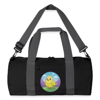 Canari Oiseau Mignon Kawaii Dessin animé Clipart Animal de compagnie - Sac de sport recyclé - noir/gris graphite - Devant
