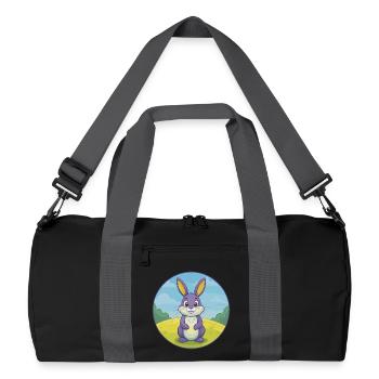 Lapin Mignon Kawaii Dessin animé Clipart Animal de compagnie - Sac de sport recyclé - noir/gris graphite - Devant