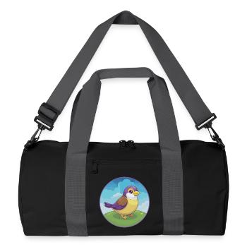 Spatz Niedlich Kawaii Cartoon Clipart Tier Haustier - Recycelte Duffel Bag - Schwarz/Graphitgrau - Vorne