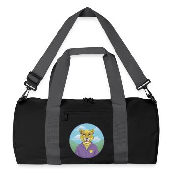 Niedlich Kawaii Cartoon Clipart Tier Haustier - Recycelte Duffel Bag - Schwarz/Graphitgrau - Vorne