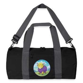 Yak mignon Kawaii dessin animé Clipart Animal de compagnie - Sac de sport recyclé - noir/gris graphite - Devant