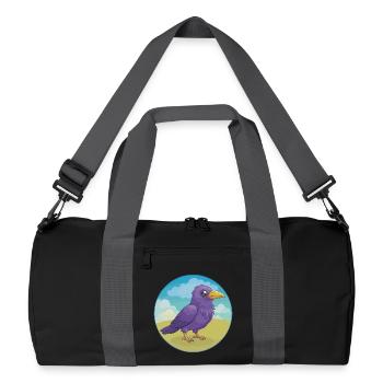 Crow Cute Kawaii Cartoon Clipart Animal Pet - Recycled Duffel Bag - black/graphite grey - Front