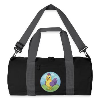 Chicken Cute Kawaii Cartoon Clipart Animal Pet - Recycled Duffel Bag - black/graphite grey - Front