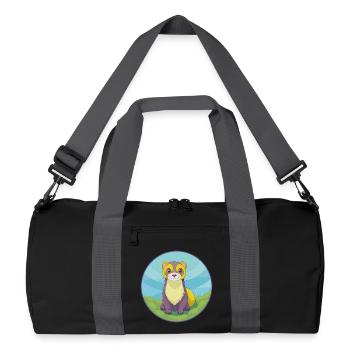Furet mignon Kawaii dessin animé Clipart Animal de compagnie - Sac de sport recyclé - noir/gris graphite - Devant