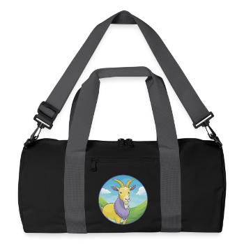 Goat Cute Kawaii Cartoon Clipart Animal Pet - Recycled Duffel Bag - black/graphite grey - Front