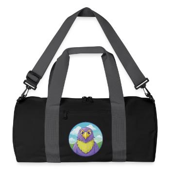 Hawk Cute Kawaii Cartoon Clipart Animal Pet - Recycled Duffel Bag - black/graphite grey - Front
