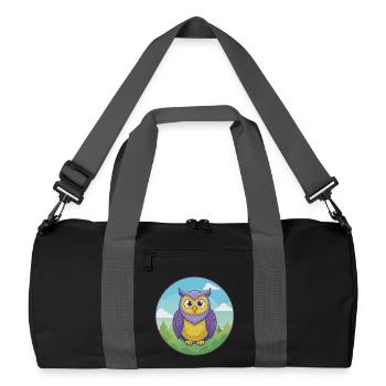 Eule Niedlich Kawaii Cartoon Clipart Tier Haustier - Recycelte Duffel Bag - Schwarz/Graphitgrau - Vorne