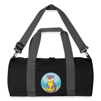 loutre mignon kawaii dessin animé clipart animal de compagnie - Sac de sport recyclé - noir/gris graphite - Devant