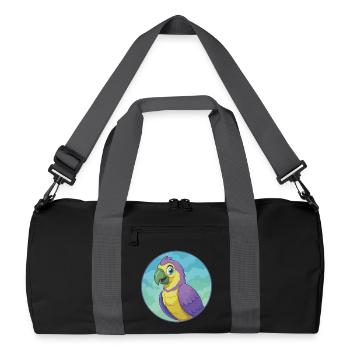Parrot Cute Kawaii Cartoon Clipart Animal Pet - Recycled Duffel Bag - black/graphite grey - Front