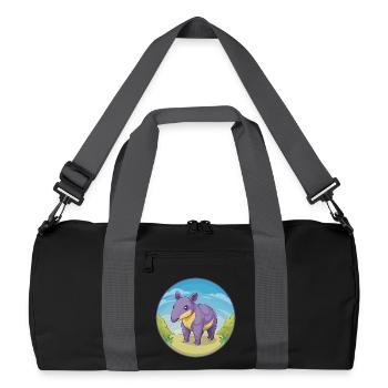 Tapir Niedliche Kawaii Cartoon Clipart Tier Haustier - Recycelte Duffel Bag - Schwarz/Graphitgrau - Vorne
