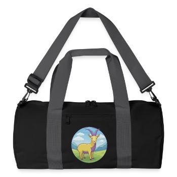 Steinbock Niedliche Kawaii Cartoon Clipart Tier Haustier - Recycelte Duffel Bag - Schwarz/Graphitgrau - Vorne