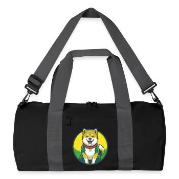 Akita Dog Cute Kawaii Cartoon Clipart Pet Animal - Recycled Duffel Bag - black/graphite grey - Front