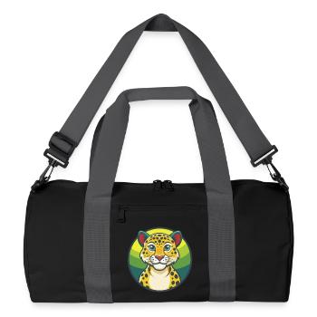 Amur Leopard Niedliches Kawaii Cartoon Clipart Tier - Recycelte Duffel Bag - Schwarz/Graphitgrau - Vorne