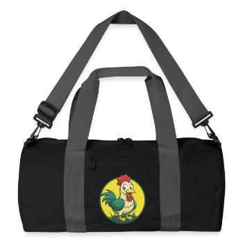 Chicken Cute Kawaii Cartoon Clipart Pet Animal - Recycled Duffel Bag - black/graphite grey - Front