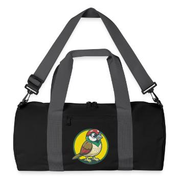 Spatz Niedlich Kawaii Cartoon Clipart Haustier Tier - Recycelte Duffel Bag - Schwarz/Graphitgrau - Vorne