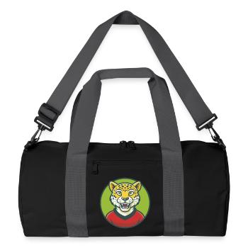 Leopard Niedliche Kawaii Cartoon Clipart Haustier Tier - Recycelte Duffel Bag - Schwarz/Graphitgrau - Vorne