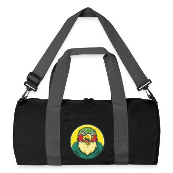 Hawk Cute Kawaii Cartoon Clipart Pet Animal - Recycled Duffel Bag - black/graphite grey - Front