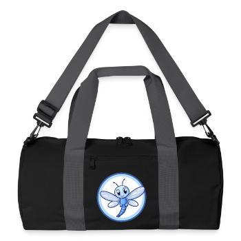 Dragonfly Blue Kawaii Cartoon Character Clipart - Recycled Duffel Bag - black/graphite grey - Front
