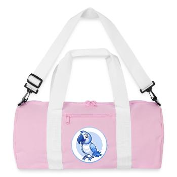 Parrot Blue Kawaii Cartoon Character Clipart Pet - Recycled Duffel Bag - pink/white - Front