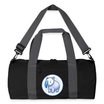 Tapir Blau Kawaii Cartoon Figur Clipart Haustier - Recycelte Duffel Bag - Schwarz/Graphitgrau - Vorne
