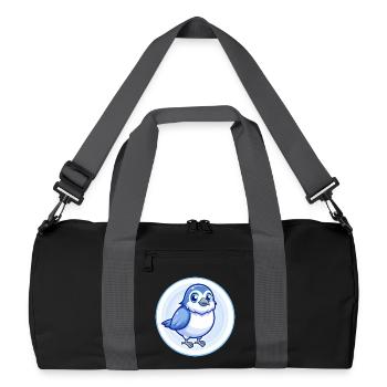 Spatz Blau Kawaii Cartoon Figur Clipart Haustier - Recycelte Duffel Bag - Schwarz/Graphitgrau - Vorne