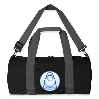 Walrus Blue Kawaii Cartoon Character Clipart Pet - Recycled Duffel Bag - black/graphite grey - Front