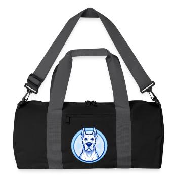 Great Dane Dog Blue Kawaii Cartoon Character Pet - Recycled Duffel Bag - black/graphite grey - Front