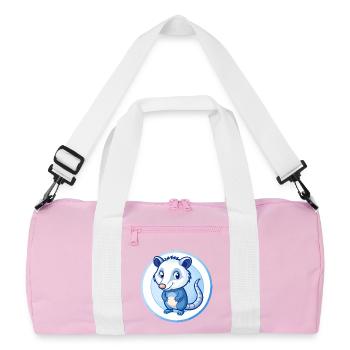 Possum Blue Kawaii Cartoon Character Clipart Pet - Recycled Duffel Bag - pink/white - Front