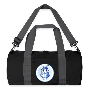 Marienkäfer Blau Kawaii Cartoon Figur Clipart Haustier - Recycelte Duffel Bag - Schwarz/Graphitgrau - Vorne
