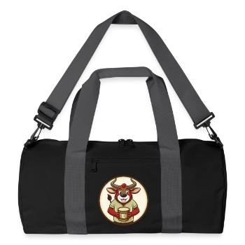 Bongo Bunte Kawaii Cartoon Figur Clipart - Recycelte Duffel Bag - Schwarz/Graphitgrau - Vorne