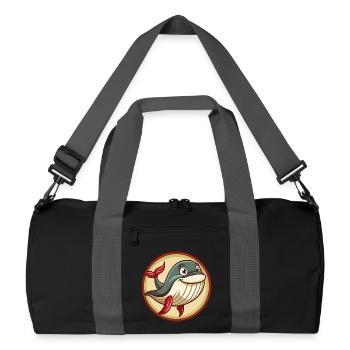 Blue whale Colorful Kawaii Cartoon Character Pet - Recycled Duffel Bag - black/graphite grey - Front