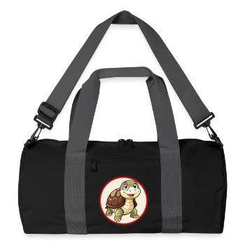 Tortoise Colorful Kawaii Cartoon Character Clipart - Recycled Duffel Bag - black/graphite grey - Front