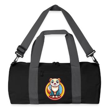 Furet Drôle Kawaii Dessin animé Clipart Animal Animal de compagnie - Sac de sport recyclé - noir/gris graphite - Devant