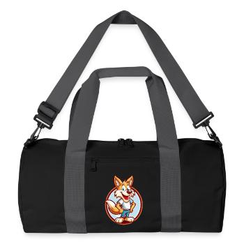 Coyote Funny Kawaii Cartoon Clipart Animal Pet - Recycled Duffel Bag - black/graphite grey - Front