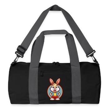 Lapin mignon drôle Kawaii dessin animé Clipart animal de compagnie - Sac de sport recyclé - noir/gris graphite - Devant